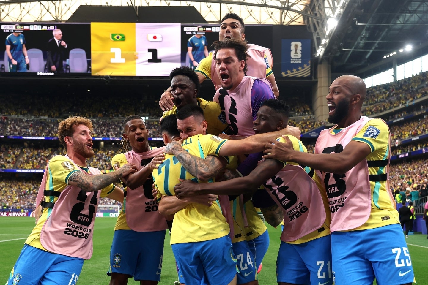 日本代表２-１で下したブラジル代表が、ラウンド・オブ16に進出した。(C)Getty Images