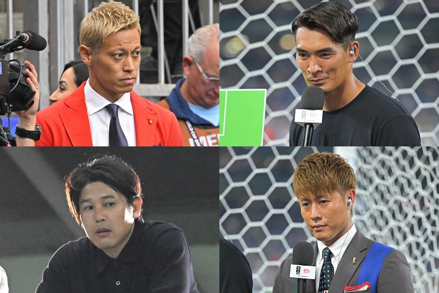 北中米W杯で日本戦の解説やリポートを務めた代表OB。左上から時計回りに本田圭佑、槙野智章、柿谷曜一朗、内田篤人。写真：金子拓弥（THE DIGEST写真部／JMPA代表撮影）