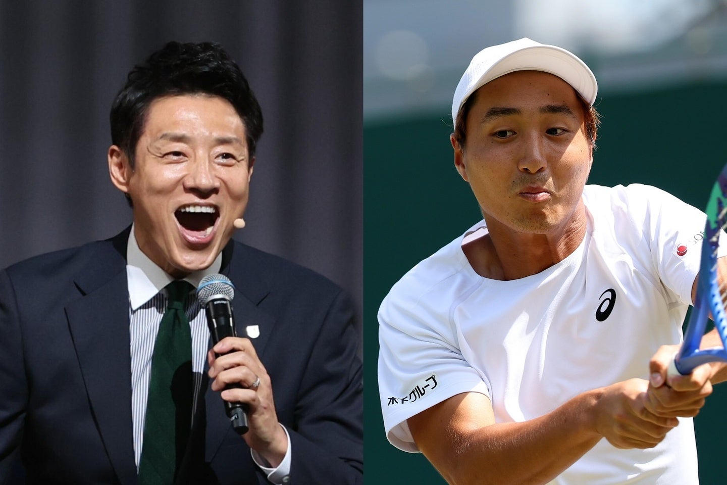 松岡氏が快進撃の望月を「ウインブルドンの申し子」と称して熱く語っている。写真：滝川敏之、(C)Getty Images