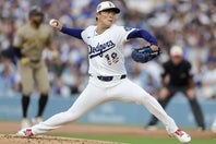パドレス戦に先発登板したドジャースの山本。(C)Getty Images