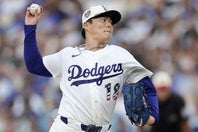 パドレス戦で２回以降ノーヒットピッチングの好投だったドジャースの山本。(C)Getty Images