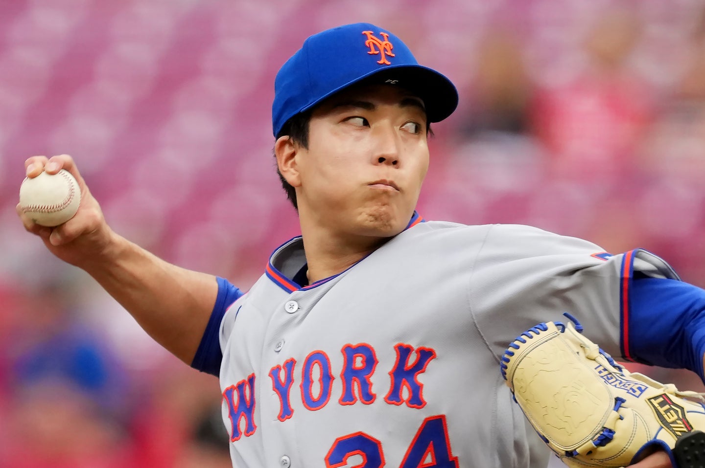 メッツの千賀。３回４失点で降板し、今季初勝利はならなかった。(C)Getty Images