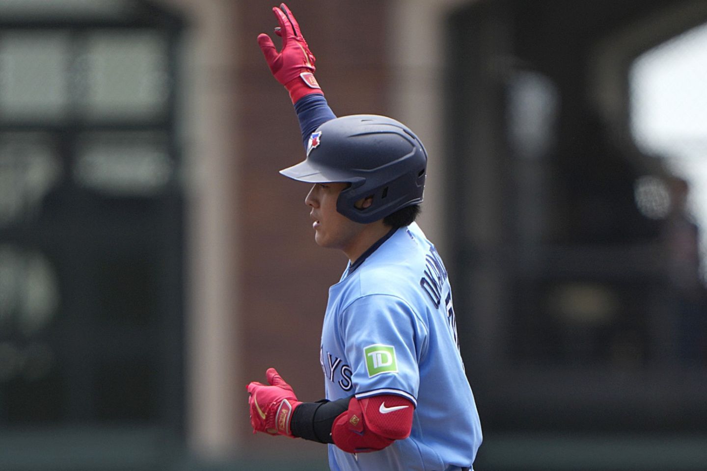 メジャー初の満塁本塁打を放ったブルージェイズの岡本。(C)Getty Images