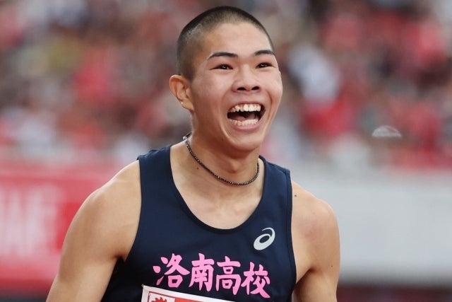 本職ではない200メートルで高校歴代３位をマークした洛南高２年の後藤。写真：滝川敏之