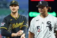 オールスターで笑顔の交流を見せたパイレーツのスキーンズ（左）とWソックスの村上（右）。(C) Getty Images