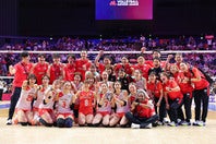 バレーボール女子日本代表がポーランドに逆転勝ちを収め、決勝ラウンド進出を決めた。写真：梅月智史（THE DIGEST写真部）