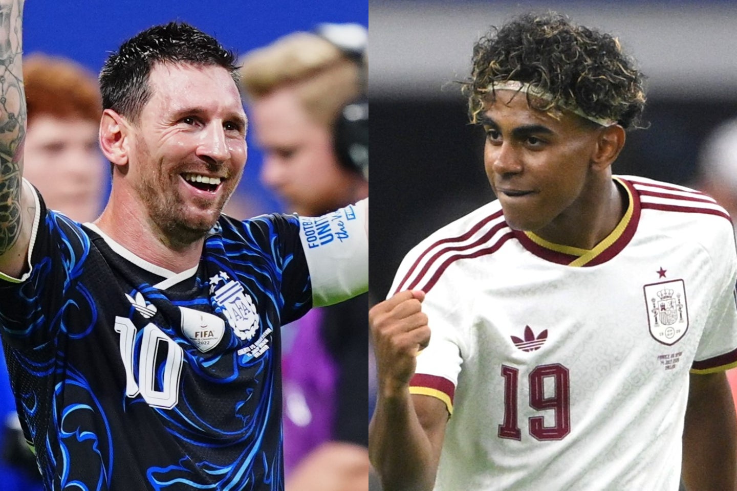 北中米ワールドカップの決勝は、アルゼンチン対スペインの好カードに決定。メッシ（左）とヤマル（右）がどんなプレーを見せるのか。(C)Getty Images