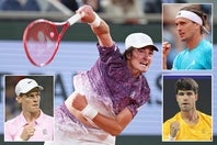 まだ若いフォンセカは今季初めてシナー（左下）、ズベレフ（右上）、アルカラス（右下）のトップ３人と対戦。いずれも敗れたが大きな糧になったと語る。(C)Getty Images