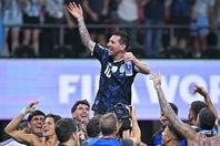 イングランド戦に勝利し、２大会連続のW杯決勝進出を果たしたアルゼンチンのメッシ。写真：金子拓弥（THE DIGEST写真部／JMPA代表撮影）