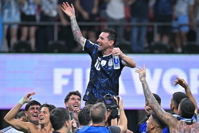 イングランド戦に勝利し、２大会連続のW杯決勝進出を果たしたアルゼンチンのメッシ。写真：金子拓弥（THE DIGEST写真部／JMPA代表撮影）