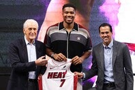 ヒートに加入したアデトクンボが入団会見を行なった。(C)Getty Images