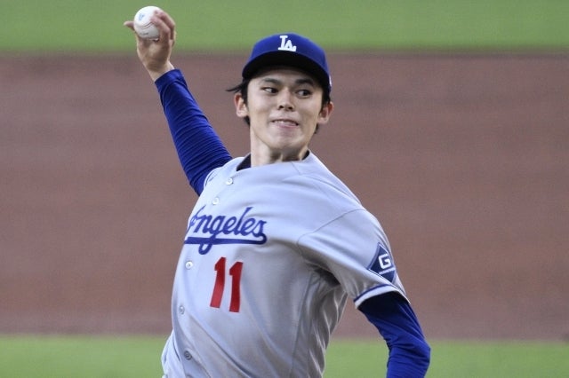 ヤンキース戦で先発し６回途中まで自責ゼロだったドジャースの佐々木。(C)Getty Images