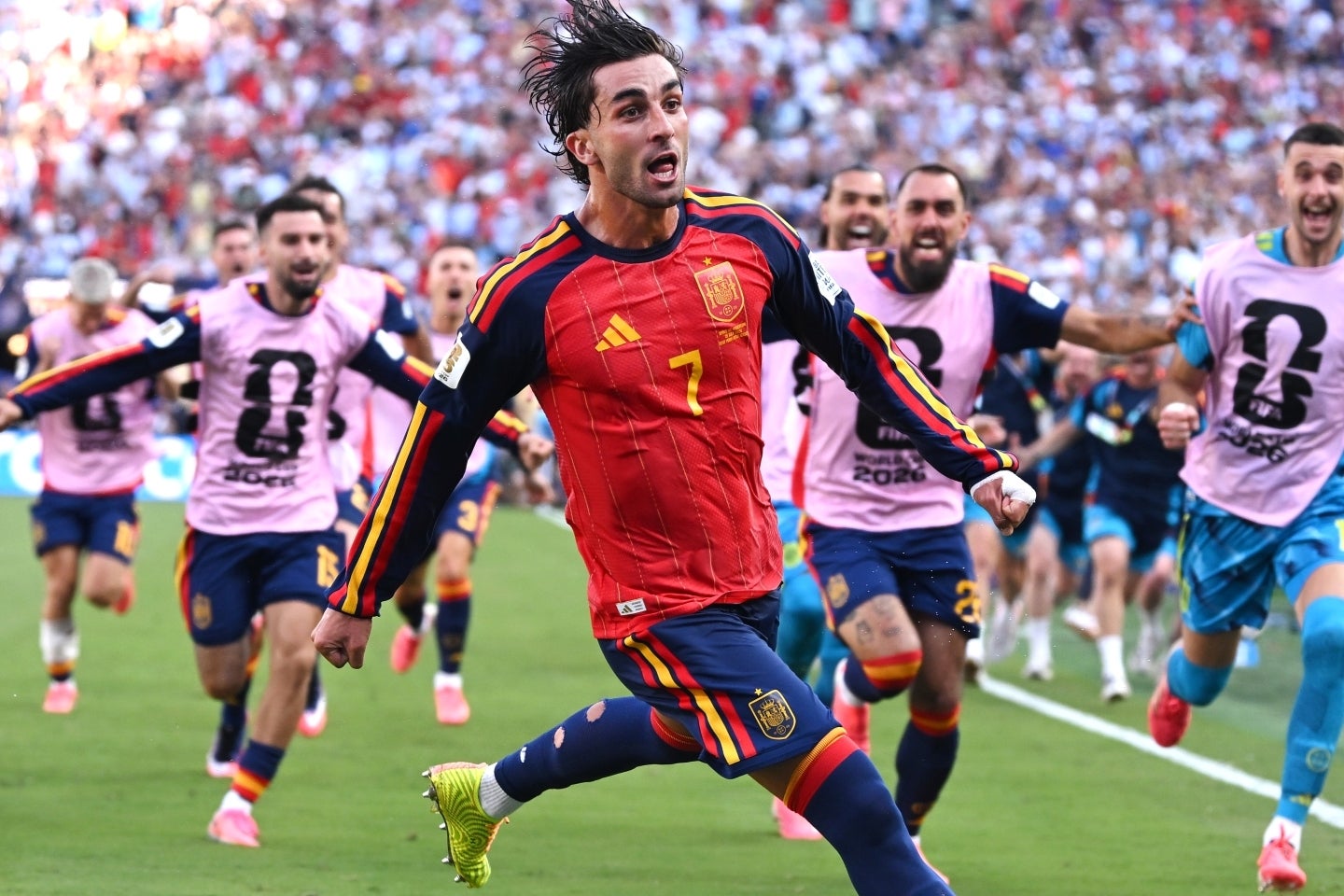 106分に決勝ゴールを決めたスペインのフェラン。(C)Getty Images