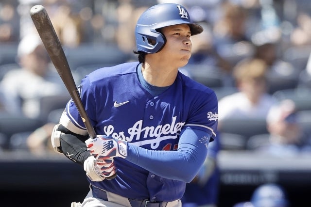 ヤンキース戦に１番・DHでスタメン出場したドジャースの大谷。(C)Getty Images