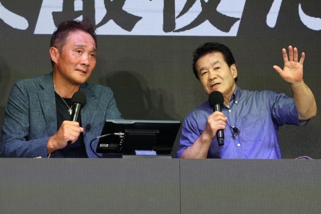 自身の現役時代と今のボクシング界の状況の違いを語った（左から）竹原氏と渡嘉敷氏。写真：永島裕基