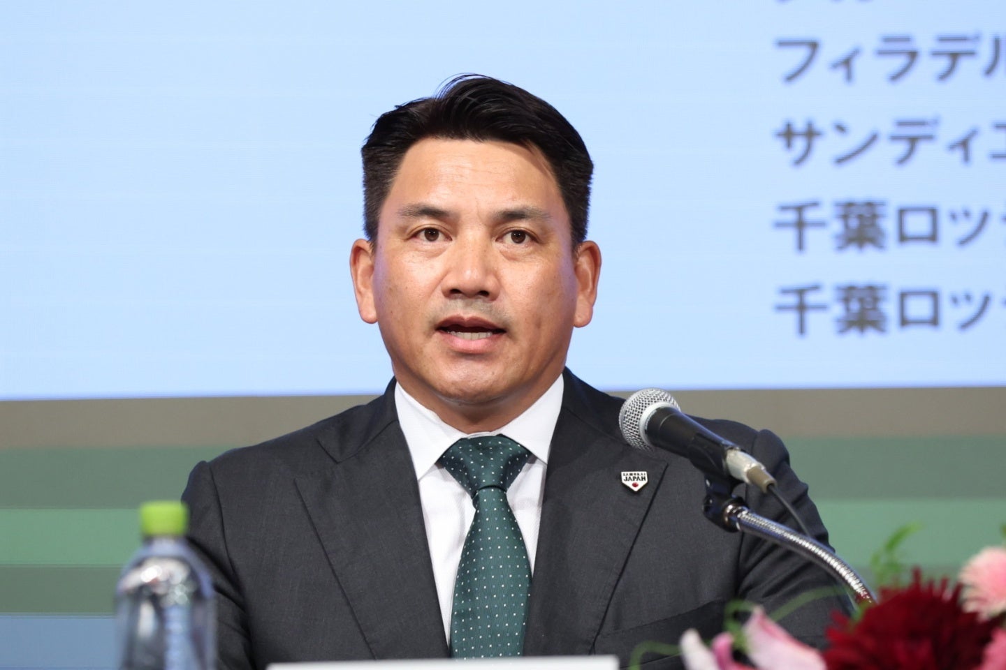 井口資仁氏が侍J新監督に就任。会見では就任への意気込みを述べた。写真：滝川敏之