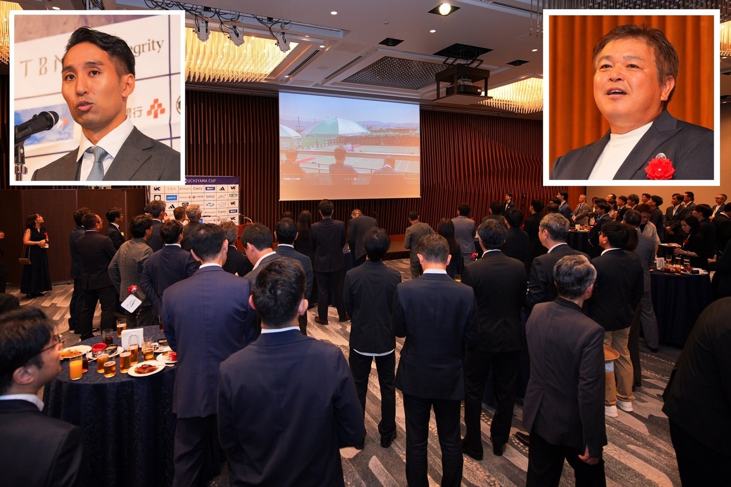 今回の「スポンサーズミーティング」発起人となった内山靖崇（左上）と丹有樹氏（右上）。２人には数十年来の「縁」がある。写真提供＝イベント事務局