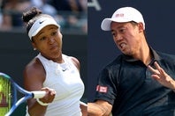 全米オープンの混合複エントリーリストに記された錦織（右）と大坂（左）。(C)Getty Images