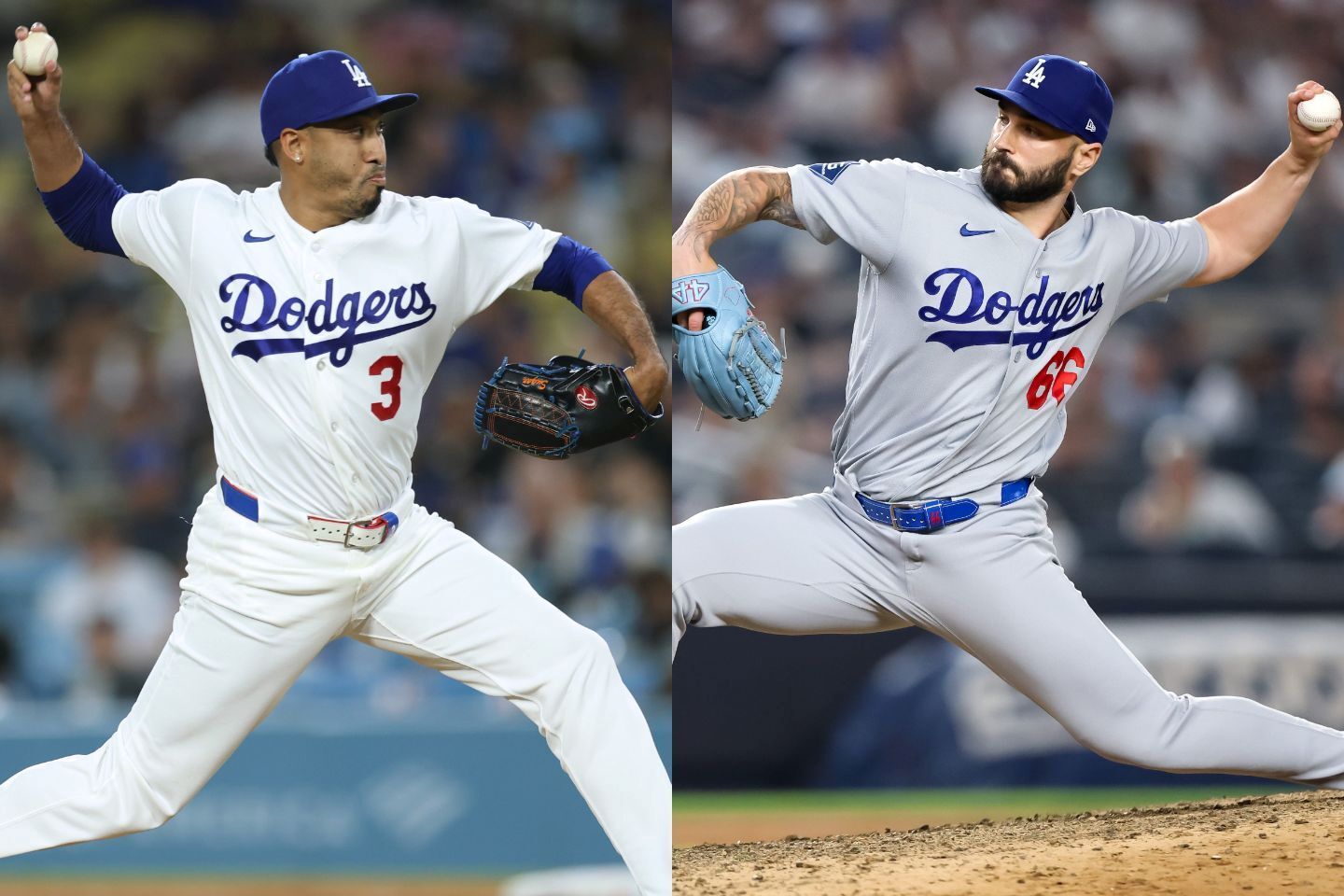 ドジャースはディアズ（左）のクローザー復帰後、スコット（右）は重要な局面を担う役割へ移行する。(C)Getty Images