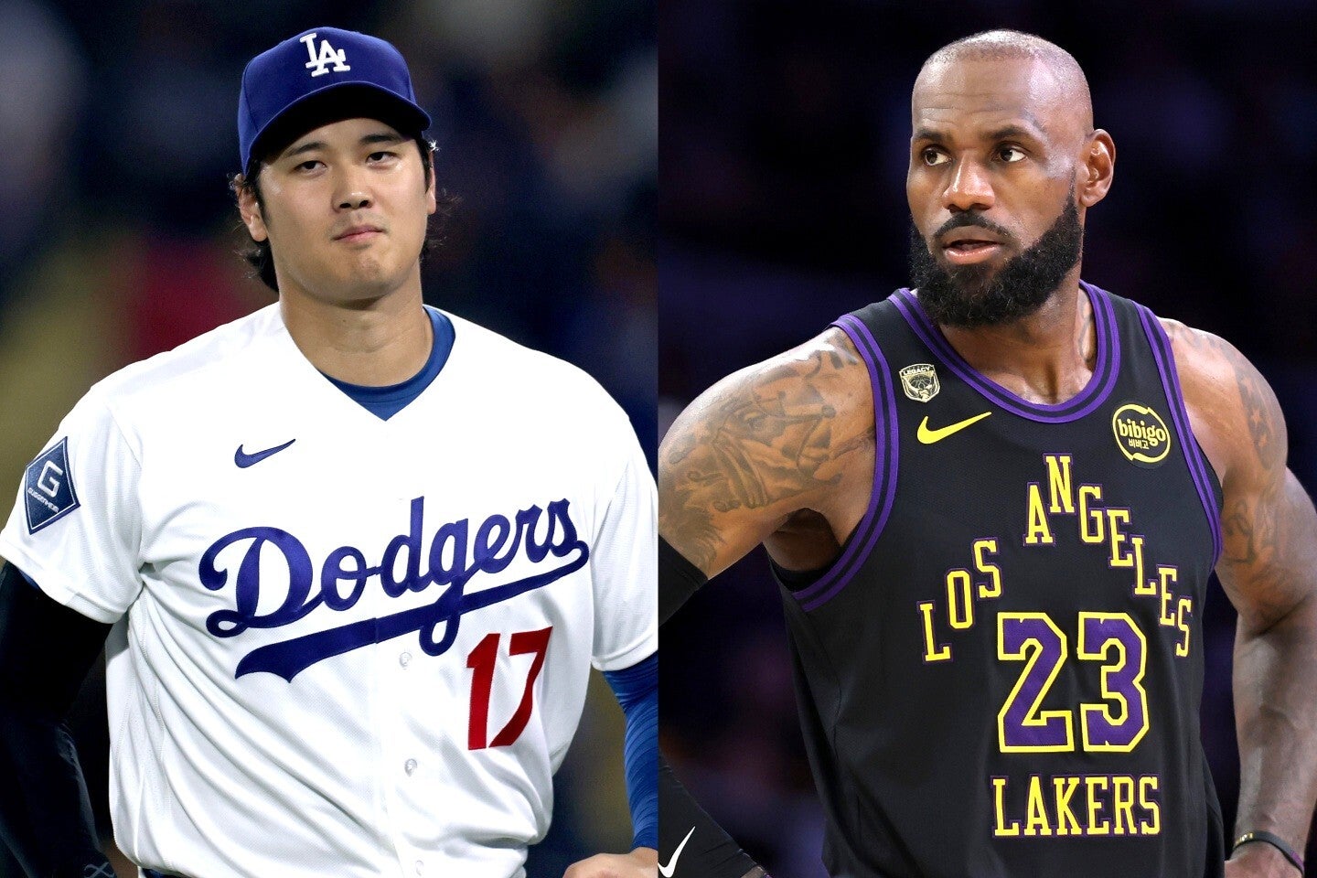 大谷（左）の売り上げランキングを更新したレブロン（右）。(C)Getty Images