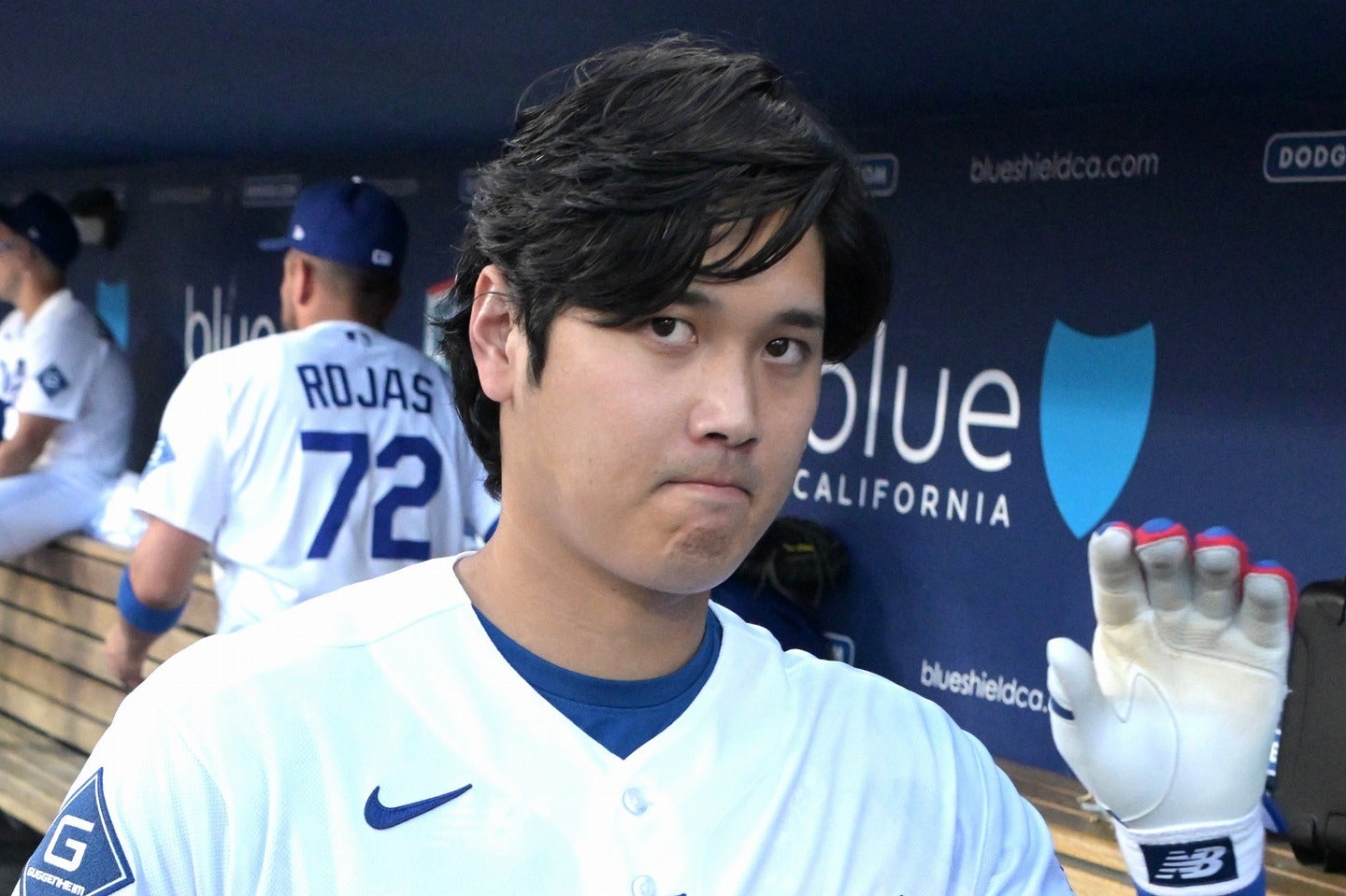 打球速度180キロ超のライナー弾を放った大谷。(C) Getty Images