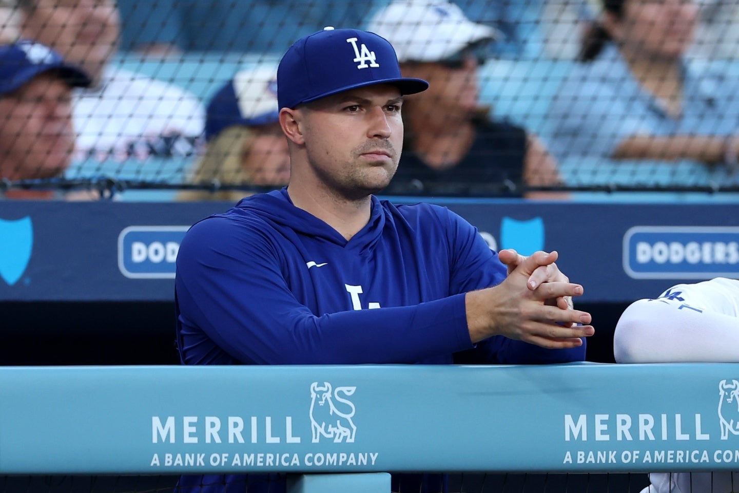 ドジャースに移籍したスクーバル。早速レッドソックス戦でベンチ入りした。(C)Getty Images