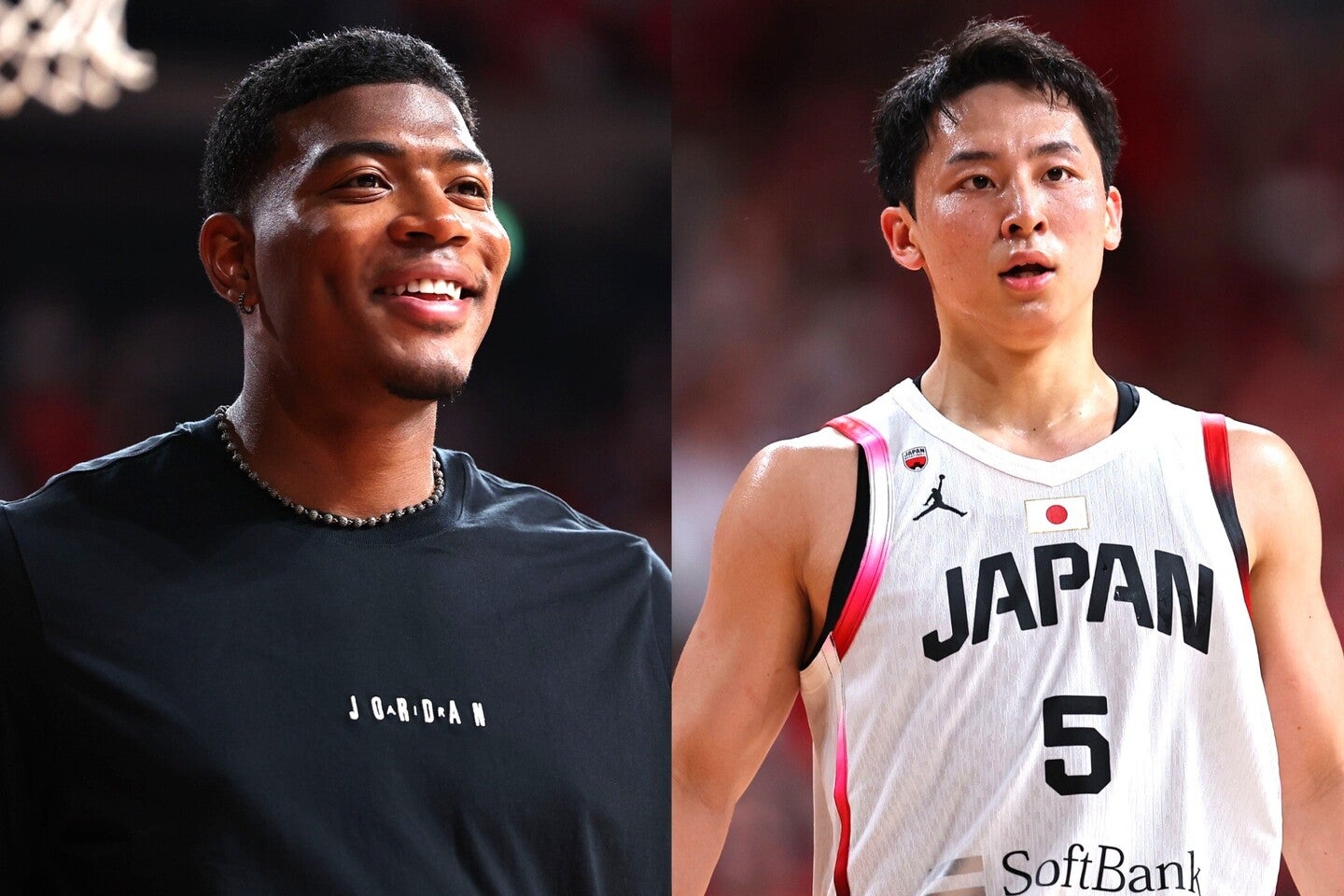 W杯予選に向けた日本代表合宿参加が決まった八村塁（左）と河村勇輝（右）。写真：梅月智史（THE DIGEST写真部）