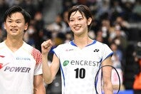 バドミントン女子の田口。人気と知名度が急上昇中だ。写真：鈴木颯太朗