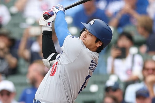 カブス戦に１番・DHでスタメン出場したドジャースの大谷。(C)Getty Images