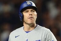 カブス戦に３番・一塁でスタメン出場したドジャースのフリーマン。(C)Getty Images