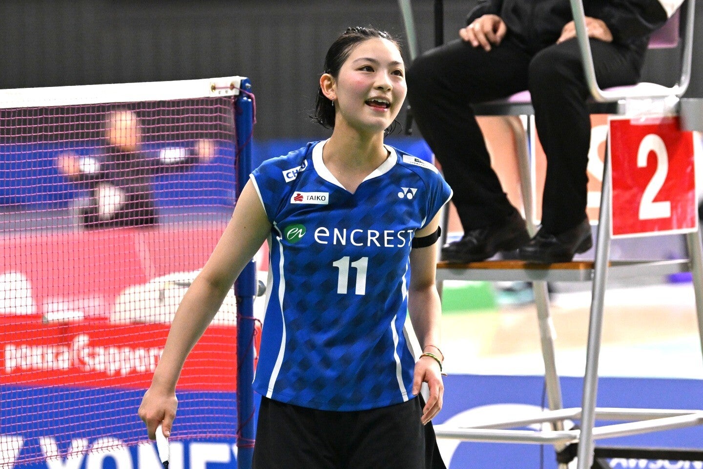 女子バドミントンの宮崎友花。写真：鈴木颯太朗
