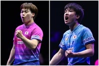 日本人対決となった準決勝。軍配は張本智和に上がった。(C）WTT