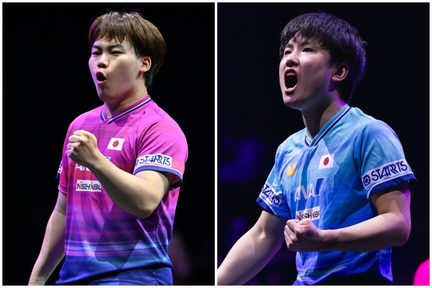 日本人対決となった準決勝。軍配は張本智和に上がった。(C）WTT