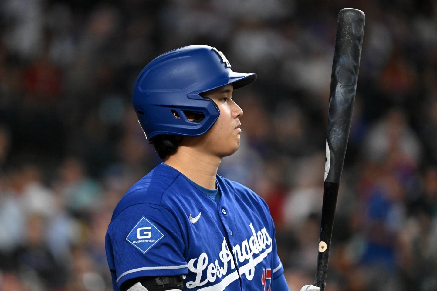 ドジャースの大谷。Dバックス戦は４打数ノーヒットに終わった。(C)Getty Images