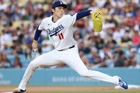 ブルワーズ戦で先発登板したドジャースの佐々木。(C)Getty Images