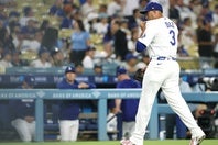 ドジャースのディアズ。２点リードを守れず同点を許した。(C)Getty Images