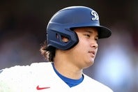 適時三塁打を放ったものの、その後絶好機で凡退した大谷。(C)Getty Images