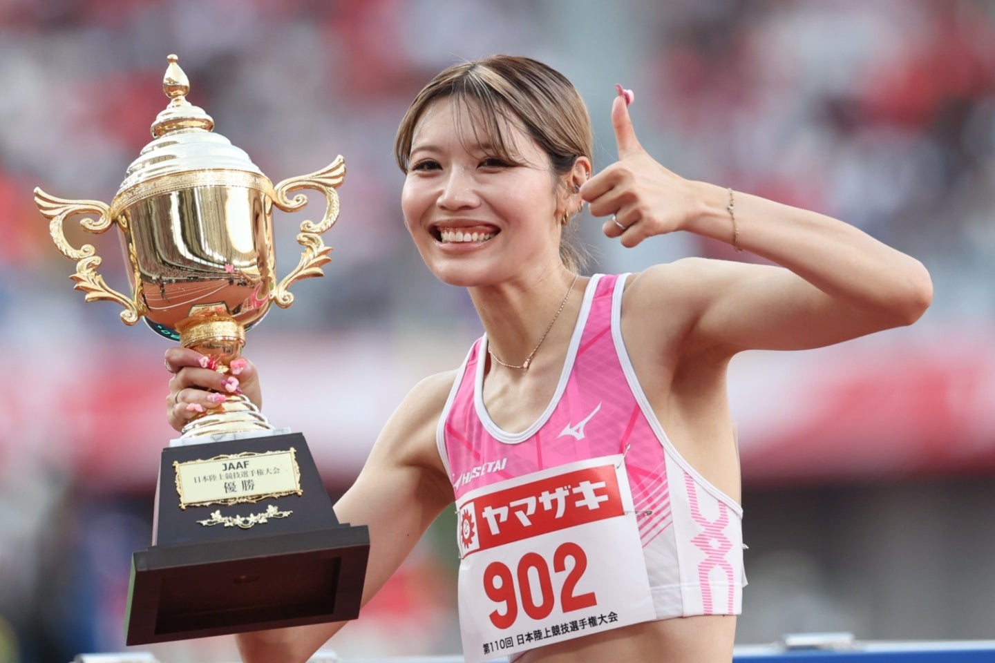 ６月の日本選手権で女子100m障害、初の戴冠に輝いた中島ひとみ。写真：滝川敏之