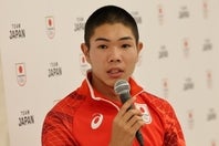 アジア大会前のイベントで取材に応じた洛南高の後藤。写真：梅月智史（THE DIGEST写真部）