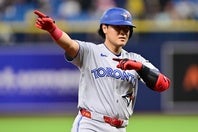 岡本はレイズ戦で26号ソロ本塁打を放った。(C)Getty Images