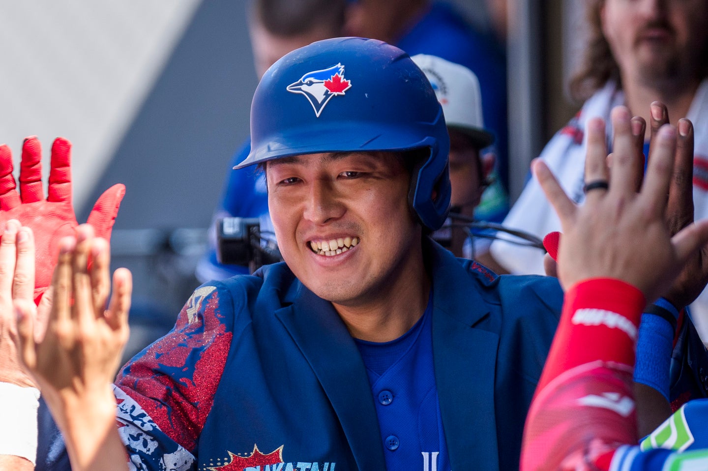 26号ソロ弾を放ったブルージェイズの岡本。(C)Getty Images
