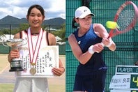 キャリア初となる全国大会決勝進出を果たした長谷川良菜（左）が全国中学生テニス選手権個人戦の女子シングルスを制した。写真：スマッシュ編集部