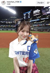 SNS上でエスコンでの充実した一日を紹介する倉野さん。写真：公式インスタグラム（@noochan_1108）のスクリーンショット。