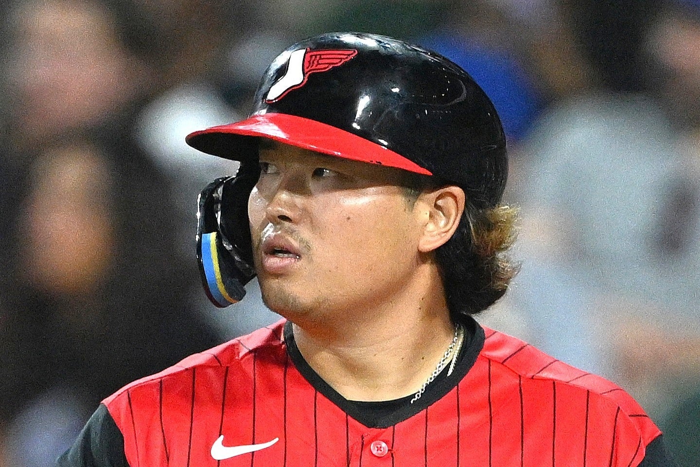 無安打も値千金の四球で出塁した村上。(C)Getty Images