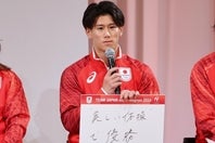 アジア大会前のイベントで、意気込みを語った橋本。写真：梅月智史（THE DIGEST写真部）