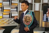 今後戦いたいボクサーについて語ったWBC世界ライトフライ級王者の岩田。(C)THE DIGEST
