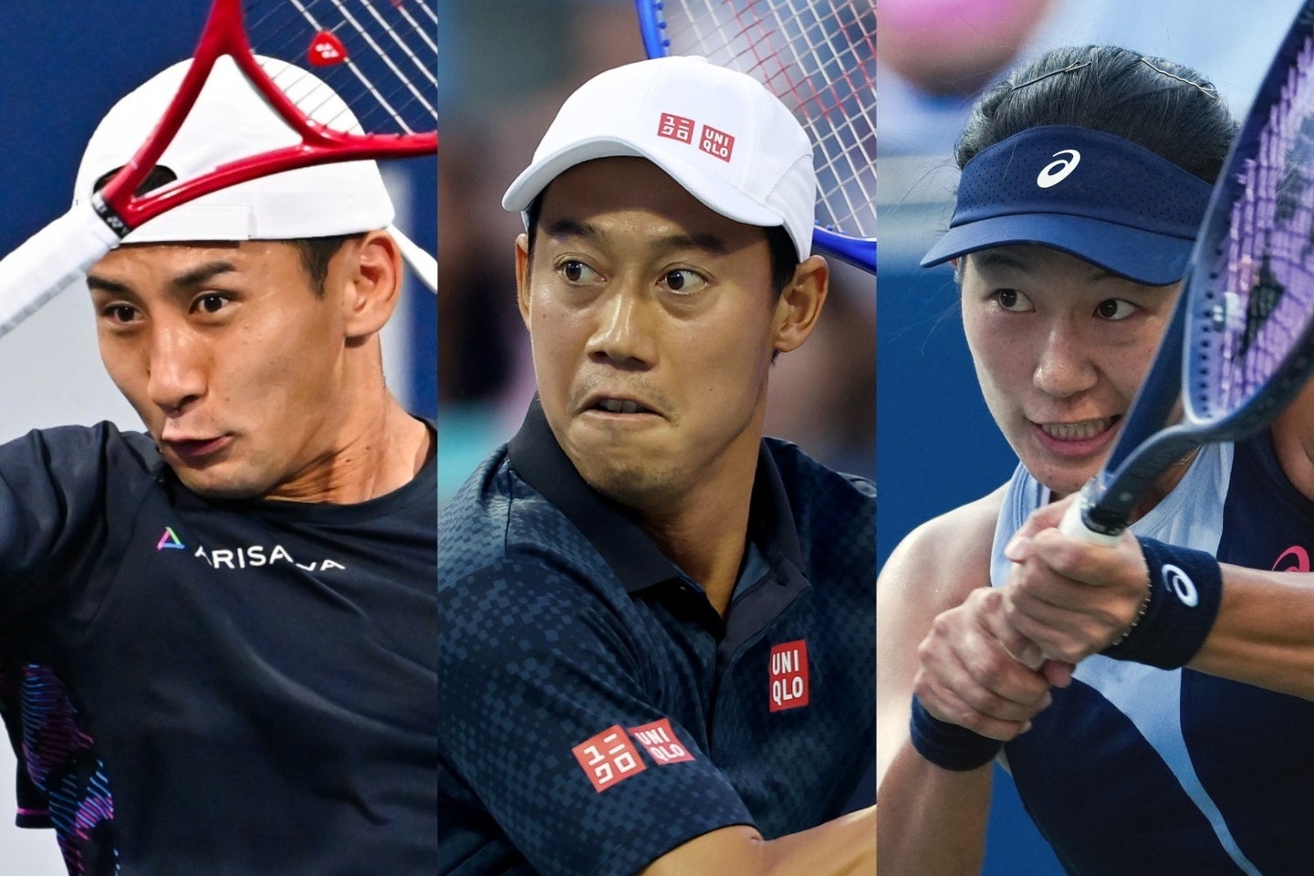 島袋（左）はウィンストンセーラムOPでケツマノビッチに敗退。錦織（中）、内島（右）らは全米OPの予選に挑む。（C）Getty Images