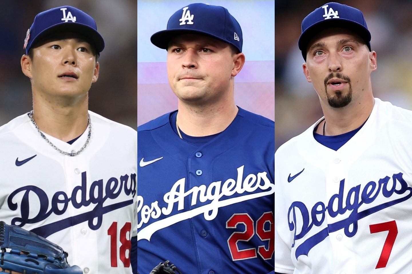 パイレーツとの３連戦、ドジャースは（左から）山本、スクーバル、スネルで３連勝した。(C)Getty Images