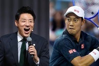 松岡氏（左）がSNSで錦織（右）の初戦を独自解説し、次戦にも期待を寄せている。写真：滝川敏之、（C）Getty Images