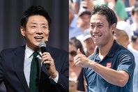 日本テニス界のレジェンド松岡氏（左）が錦織（右）が挑んでいる「全米オープン予選」の戦いぶりを見て「リミットを感じない」と大絶賛している。写真：滝川敏之、（C）Getty Images